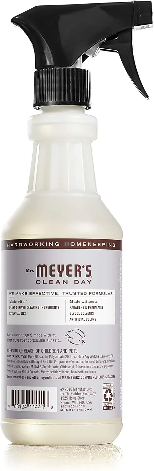 MRS. MEYER'S CLEAN DAY Multi-Surface Everyday Cleaner, Cruelty Free Formula, Lavender Scent, 16 oz- Pack of 3