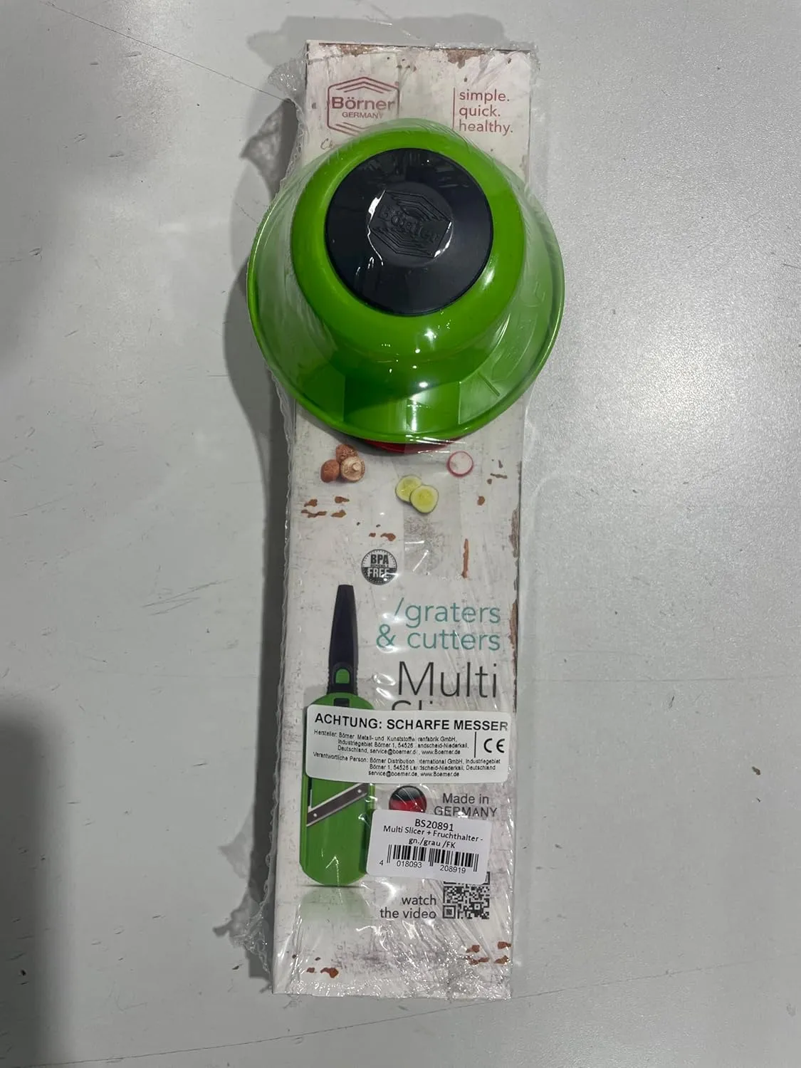 Multi Slicer Set (Slicer   Safety Guard) • Vegetable Slicer for Fruits & Vegetables • 2 Thickness Settings • Compact Mini Kitchen Slicer • Color: Green with Gray Handle