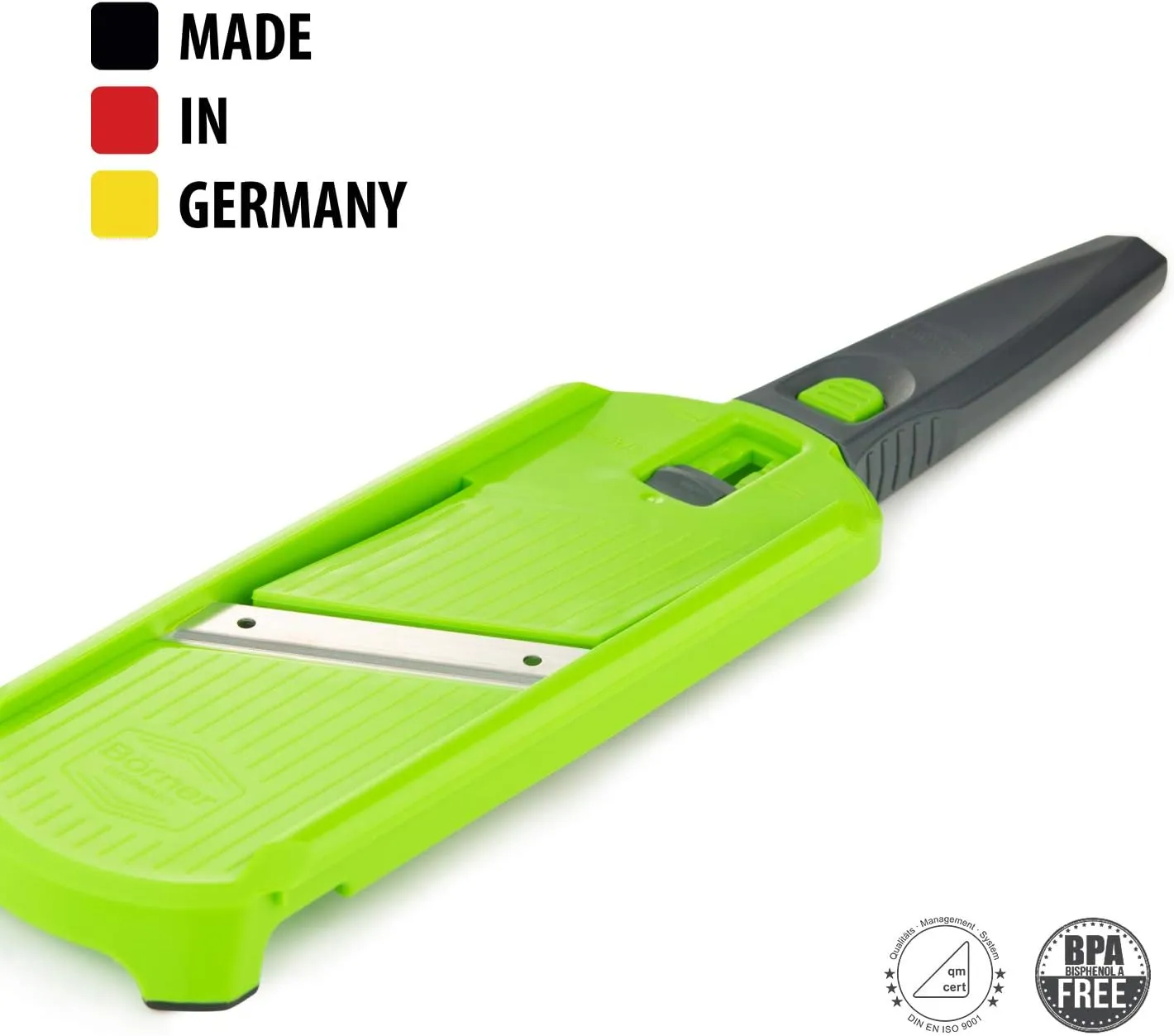 Multi Slicer Set (Slicer   Safety Guard) • Vegetable Slicer for Fruits & Vegetables • 2 Thickness Settings • Compact Mini Kitchen Slicer • Color: Green with Gray Handle
