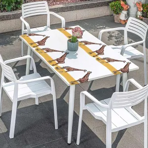 Multicolor Folding Table Cover Giraffe Family Grassland Print Elastic Edged Picnic Table Covers ?for Camping, Dining, Outdoor, Park, Patio Africa Fits up 5 Foot Tables