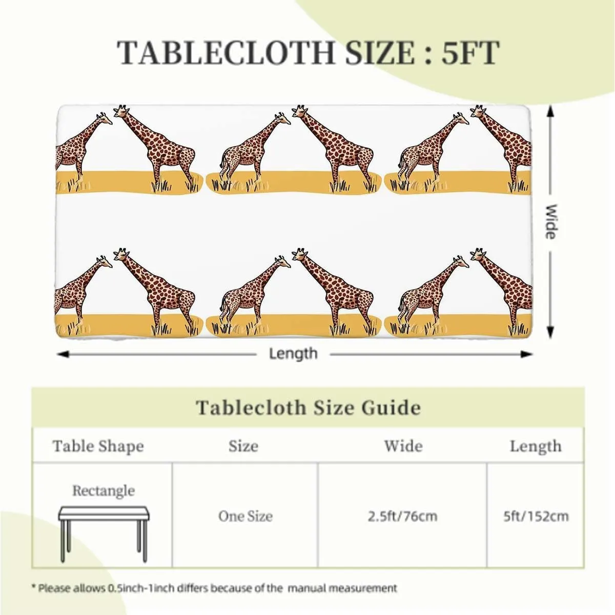Multicolor Folding Table Cover Giraffe Family Grassland Print Elastic Edged Picnic Table Covers ?for Camping, Dining, Outdoor, Park, Patio Africa Fits up 5 Foot Tables