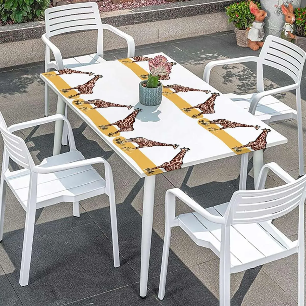 Multicolor Folding Table Cover Giraffe Family Grassland Print Elastic Edged Picnic Table Covers ?for Camping, Dining, Outdoor, Park, Patio Africa Fits up 5 Foot Tables