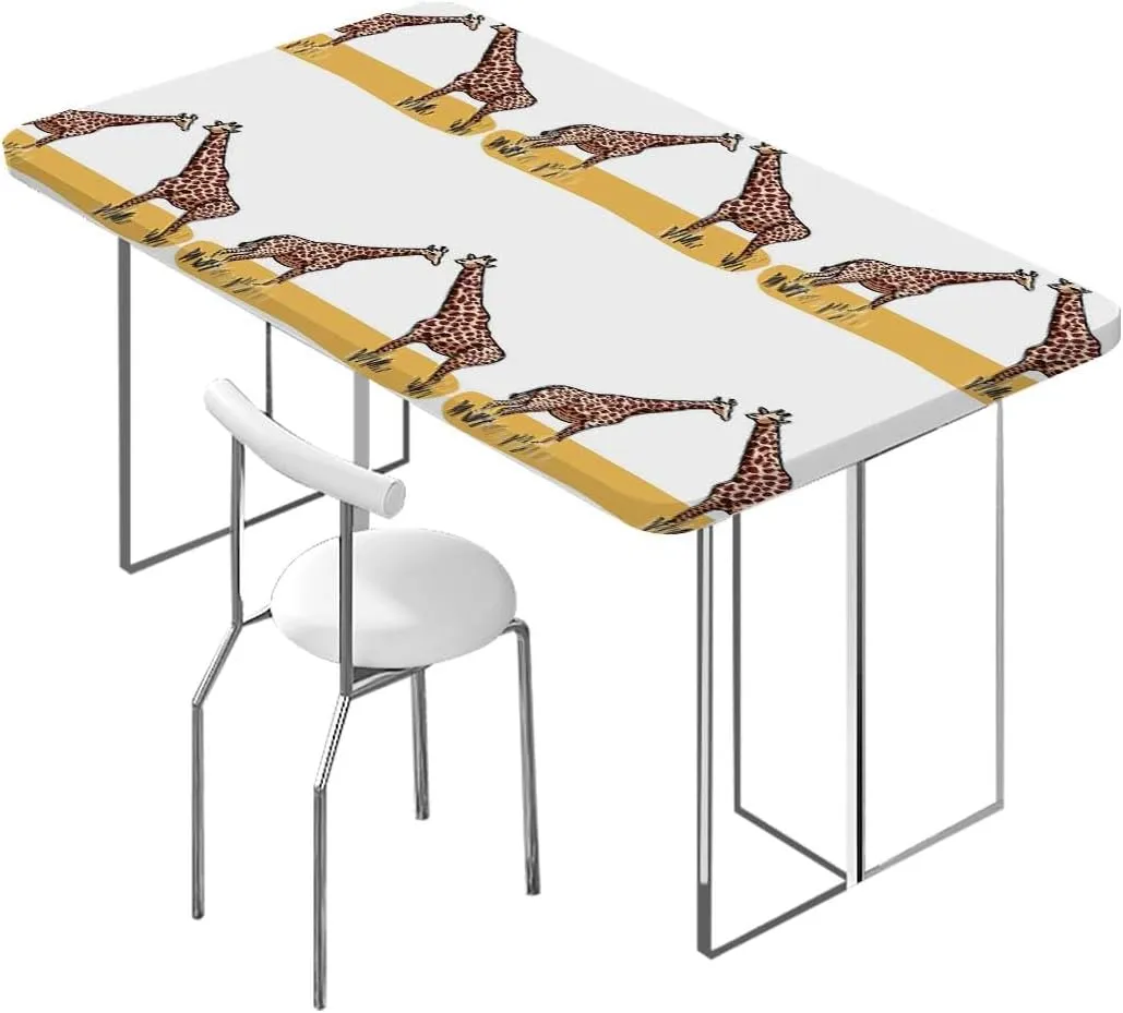 Multicolor Folding Table Cover Giraffe Family Grassland Print Elastic Edged Picnic Table Covers ?for Camping, Dining, Outdoor, Park, Patio Africa Fits up 5 Foot Tables