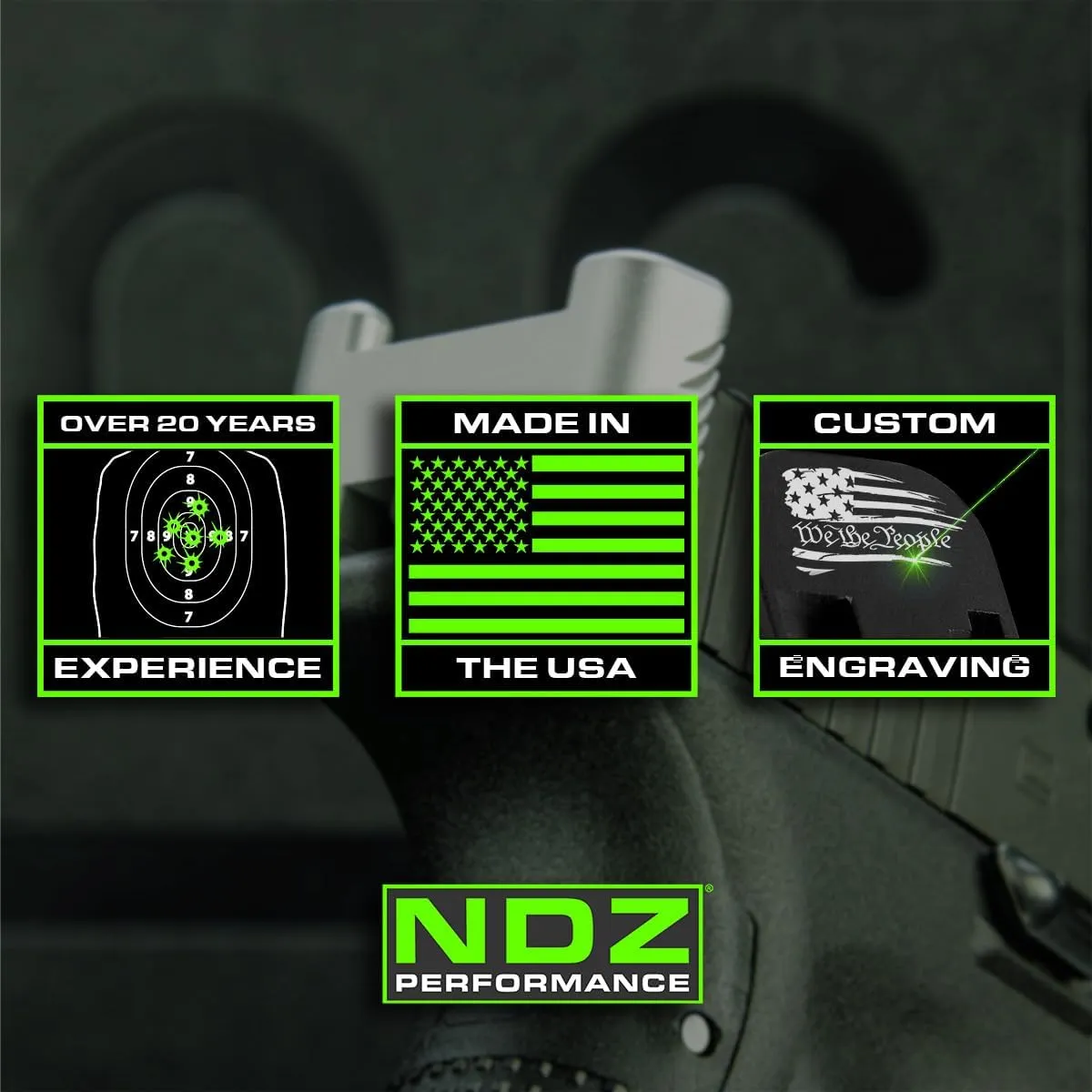 NDZ Performance Aluminum Grip Frame Slug Plug Insert for Glock 43X & 48 – Laser Engraved, Made in The USA