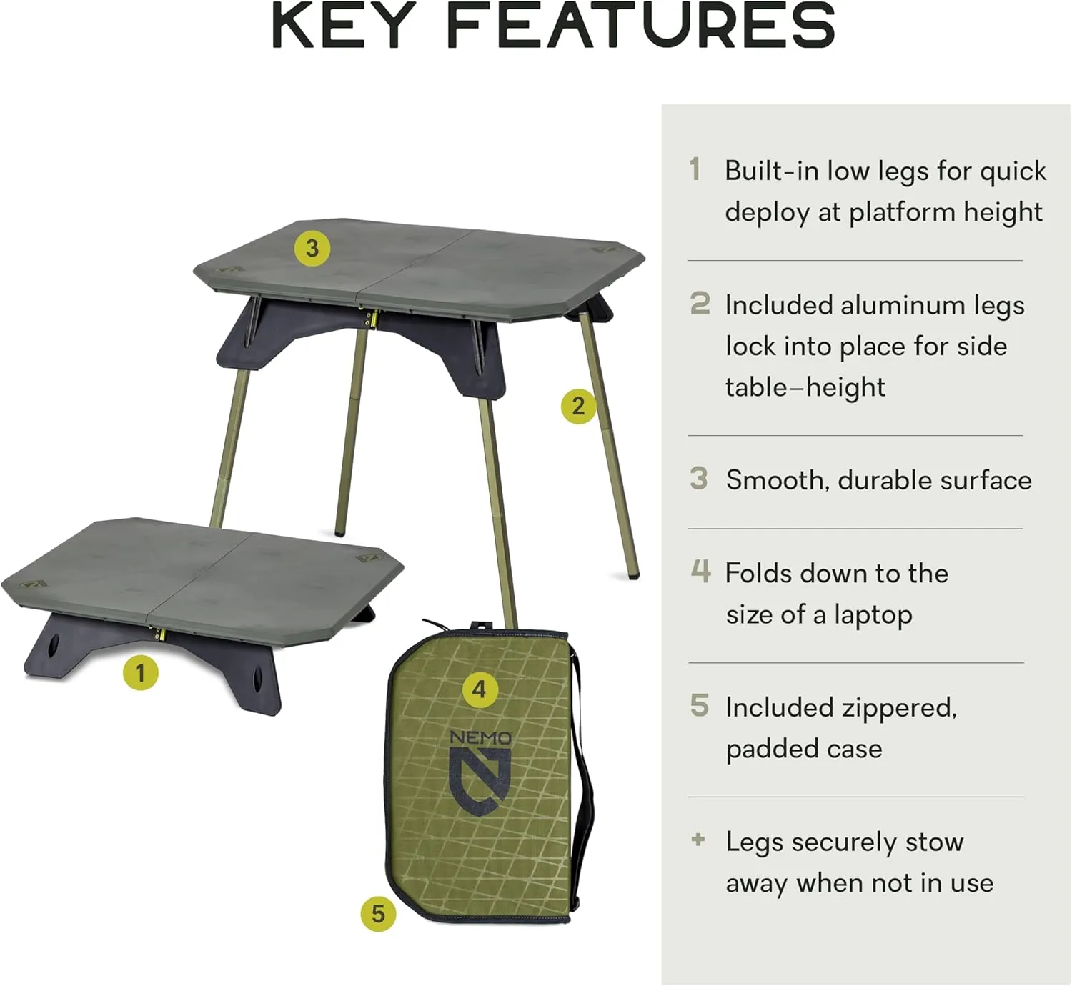 NEMO Equipment Moonlander Dual-Height Camp Table - One Size - Boreal