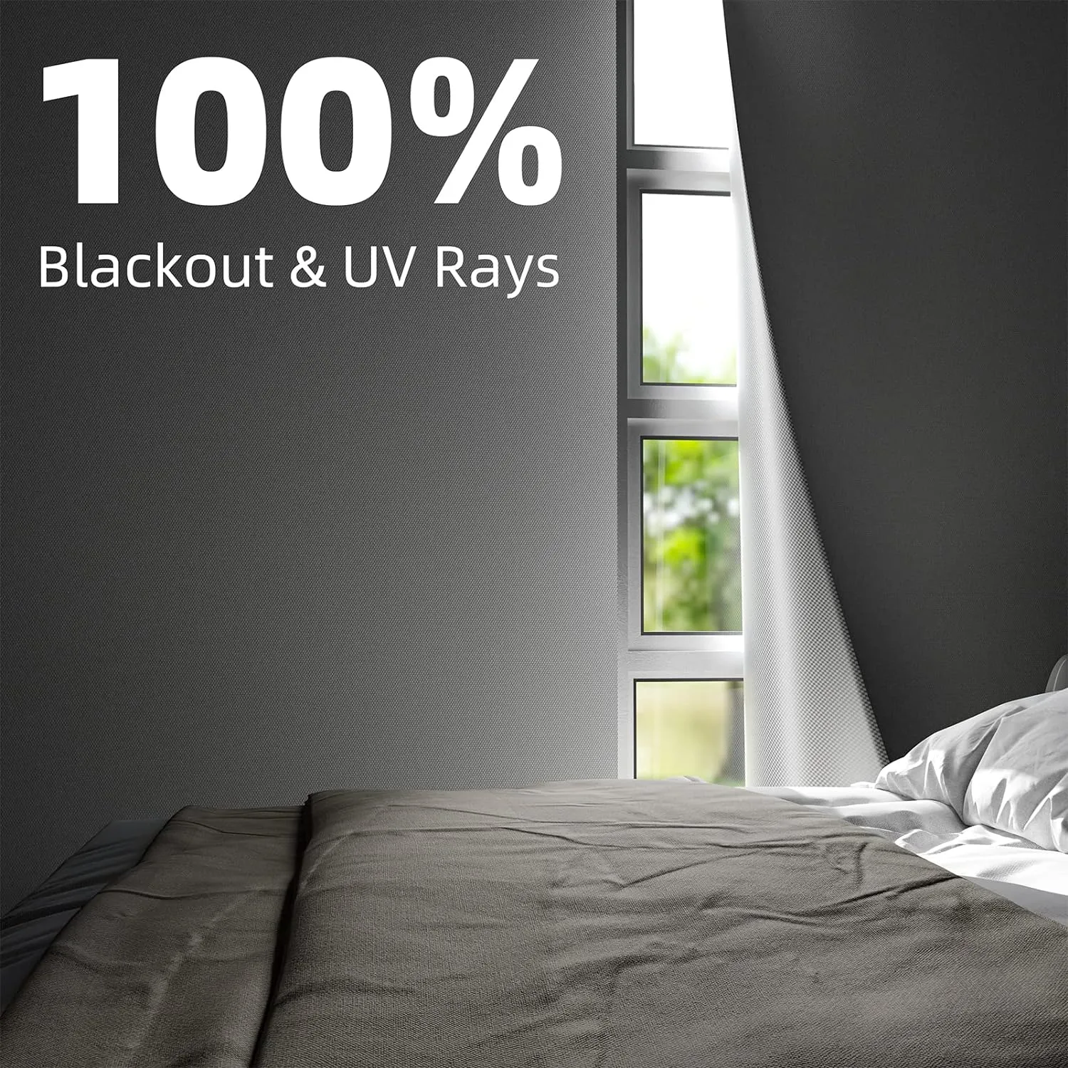 NIGHTON Portable Blackout Curtains 40"×57" Strong Hook and Loop Tape Strips with Adhesive,Blackout Shades That can be Cut,100% Blackout Material Blackout Blinds for Baby Nursery or Travel Use-White
