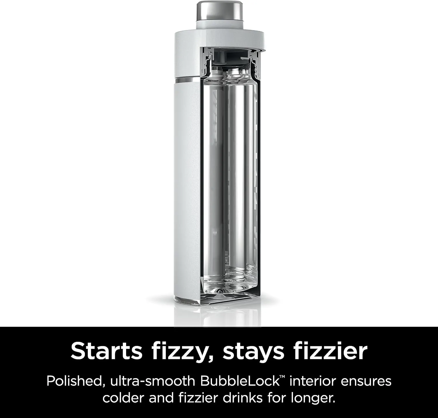 Ninja Thirsti 18oz Travel Water Bottle, For Carbonated Sparkling Drinks, Colder and Fizzier Longer, Leak Proof, 24 Hrs Cold, Dishwasher Safe, Stainless Steel Insulated Tumbler, Cloud White, DW1801WH
