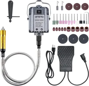 Nisorpa 1000W 30000RPM Flex Shaft Rotary Tool Hanging Grinder Carver with Stepless Speed Foot Pedal Multi-function Grinding Machine Kit with Accessories for Jewelry Polishing Grinding DIY
