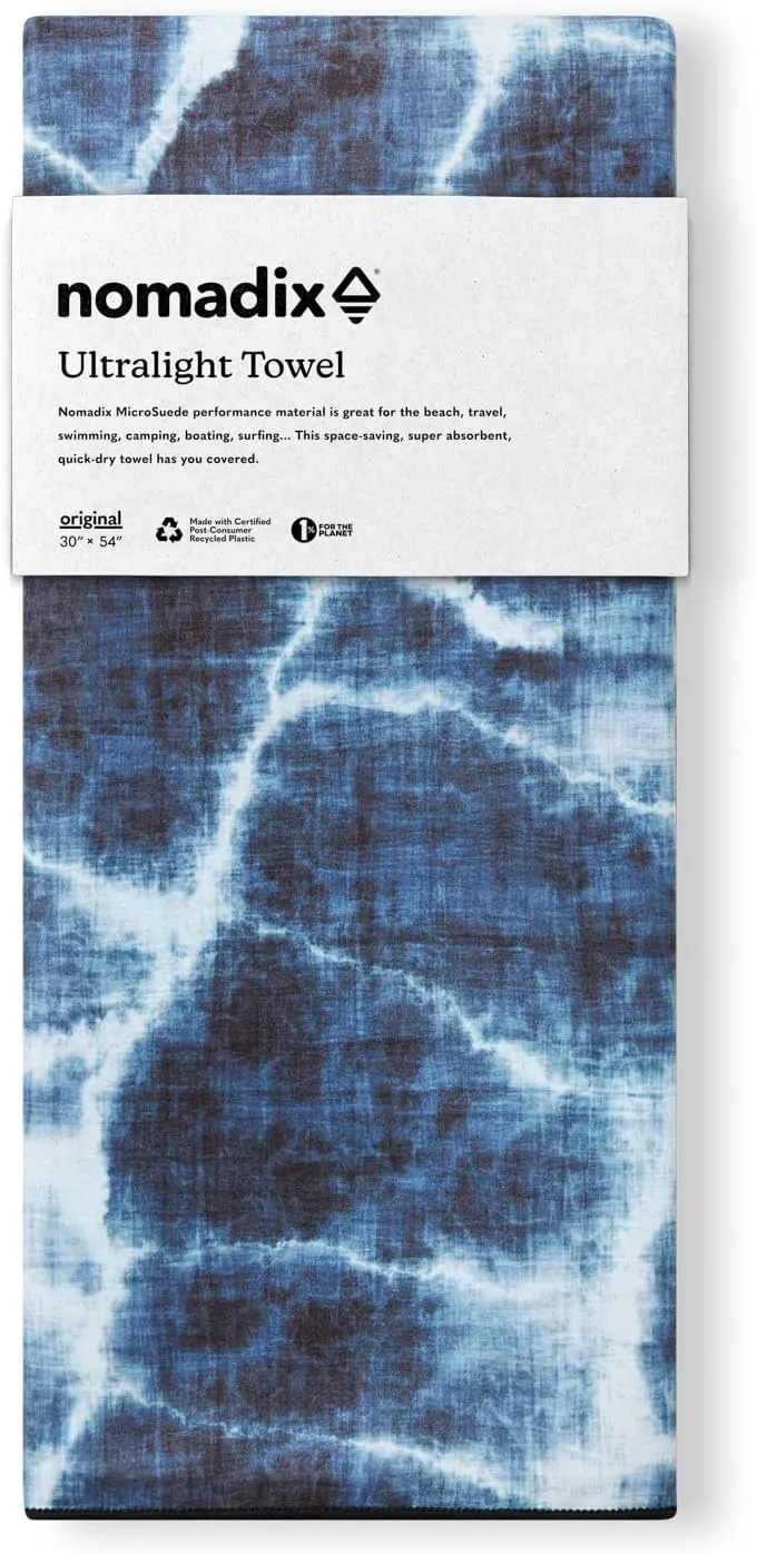 Nomadix Ultralight Towel - Quick Dry & Super Lightweight - Perfect As A Pack Towel to Save On Space - Made with Recycled Materials - Agua Blue - 30"x54"