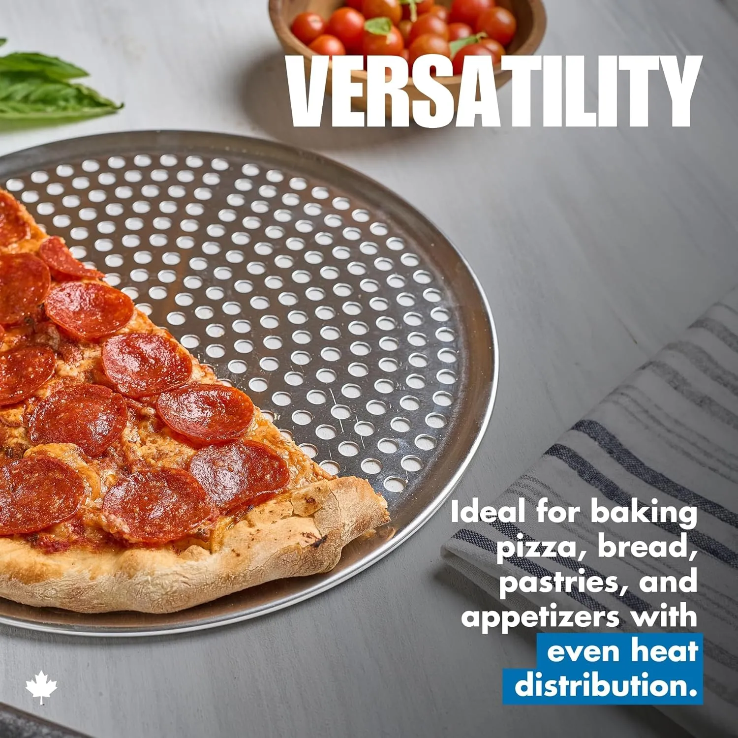 Norjac Pizza Pan with Holes, 14 Inch 2 Pack, Aluminum Pans for Oven, Round, Rust-Free & Heavy-Duty, Perforated Baking Tray for Crispy Crust
