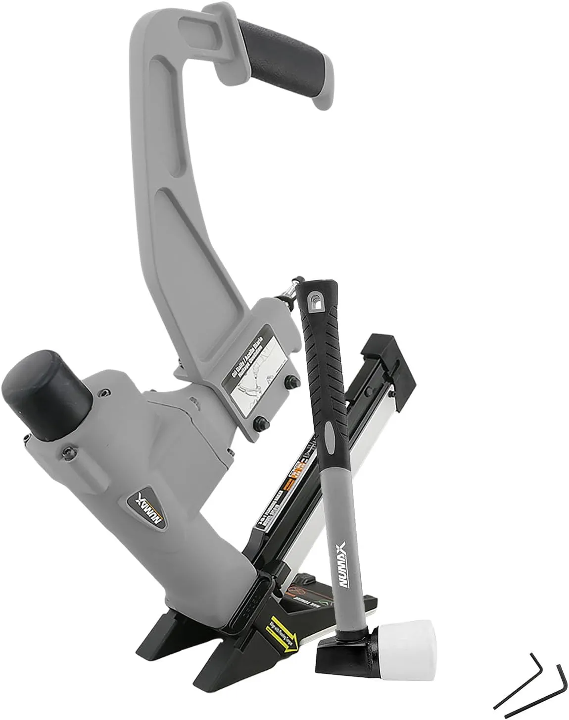 NuMax SFL618 Pneumatic 3-in-1 15.5-Gauge and 16-Gauge 2" Flooring Nailer / Stapler with Flooring Mallet and Interchangeable Base Plates