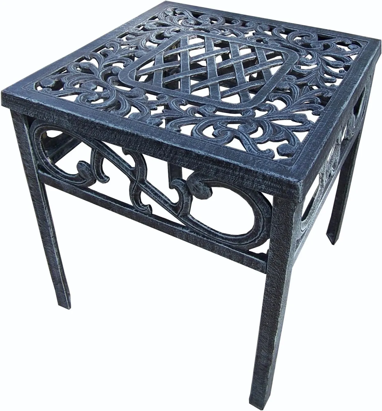 Oakland Living Mississippi Cast Aluminum End Table, 18-Inch, Verdi Grey