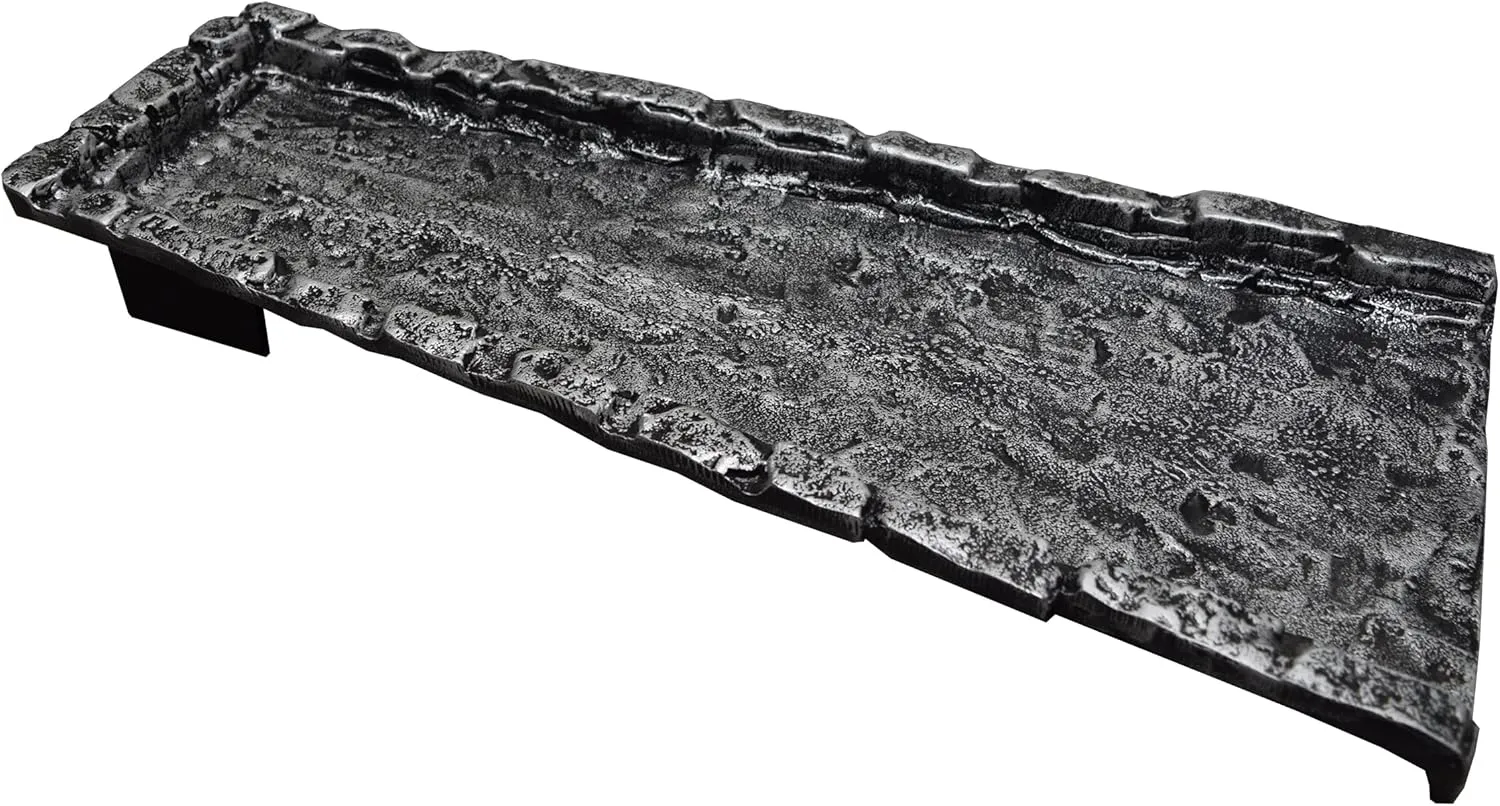 Oakland Living Silver Slate Stone Rock Cast Aluminum Metal Downspout Gutter 24 in. Heavy Splash Block