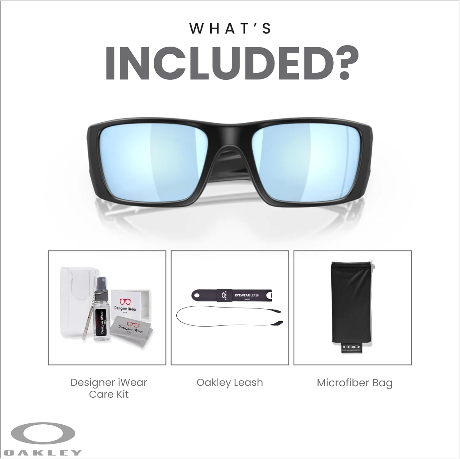 Oakley Fuel Cell OO9096 Rectangular Sunglasses For Men   BUNDLE Leash   BUNDLE with Designer iWear Eyewear Kit