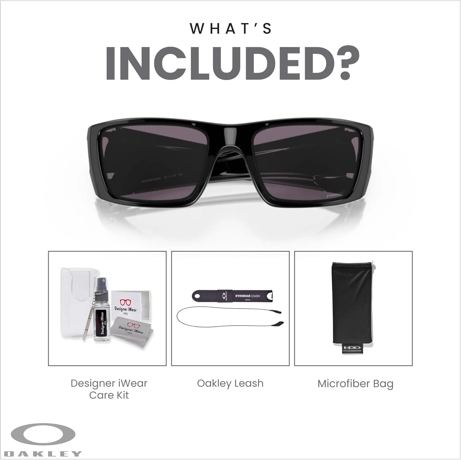 Oakley Fuel Cell OO9096 Rectangular Sunglasses For Men   BUNDLE Leash   BUNDLE with Designer iWear Eyewear Kit