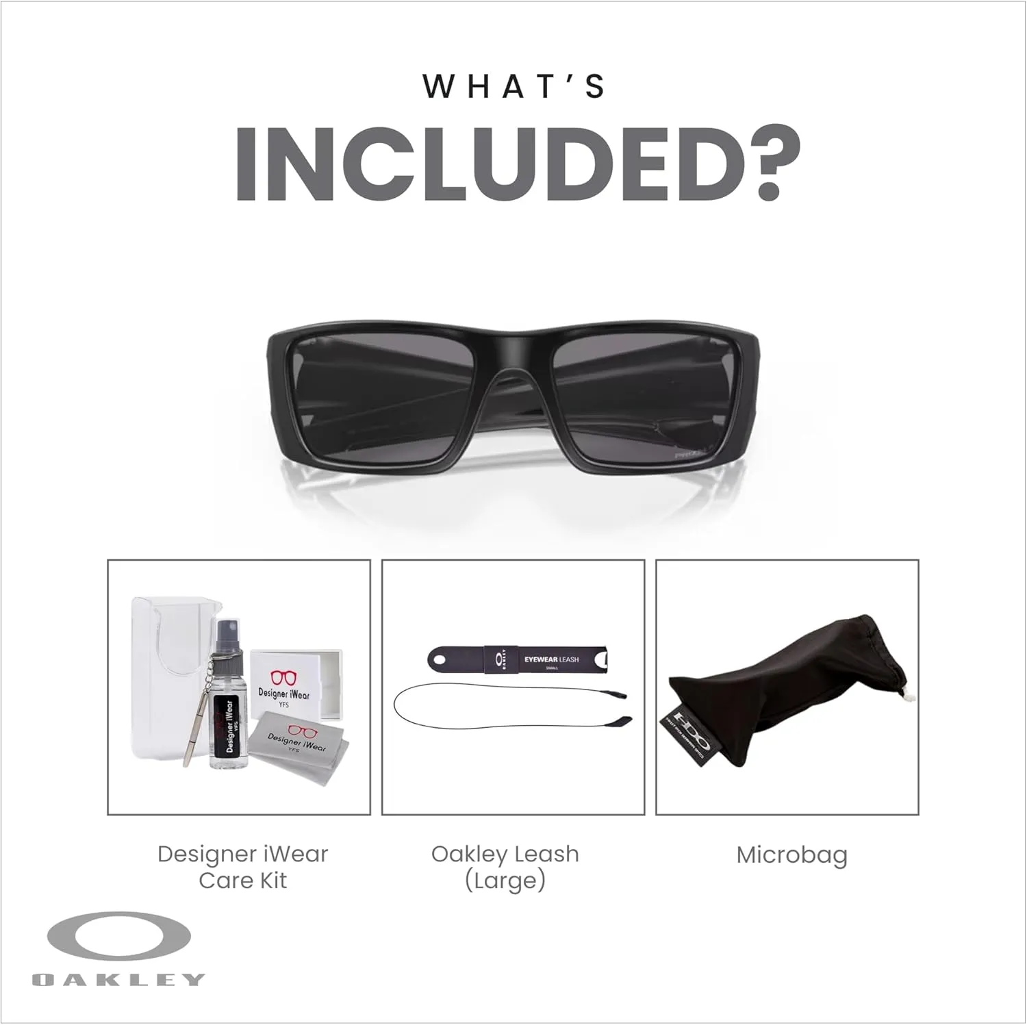 Oakley Fuel Cell OO9096 Rectangular Sunglasses For Men   BUNDLE Leash   BUNDLE with Designer iWear Eyewear Kit