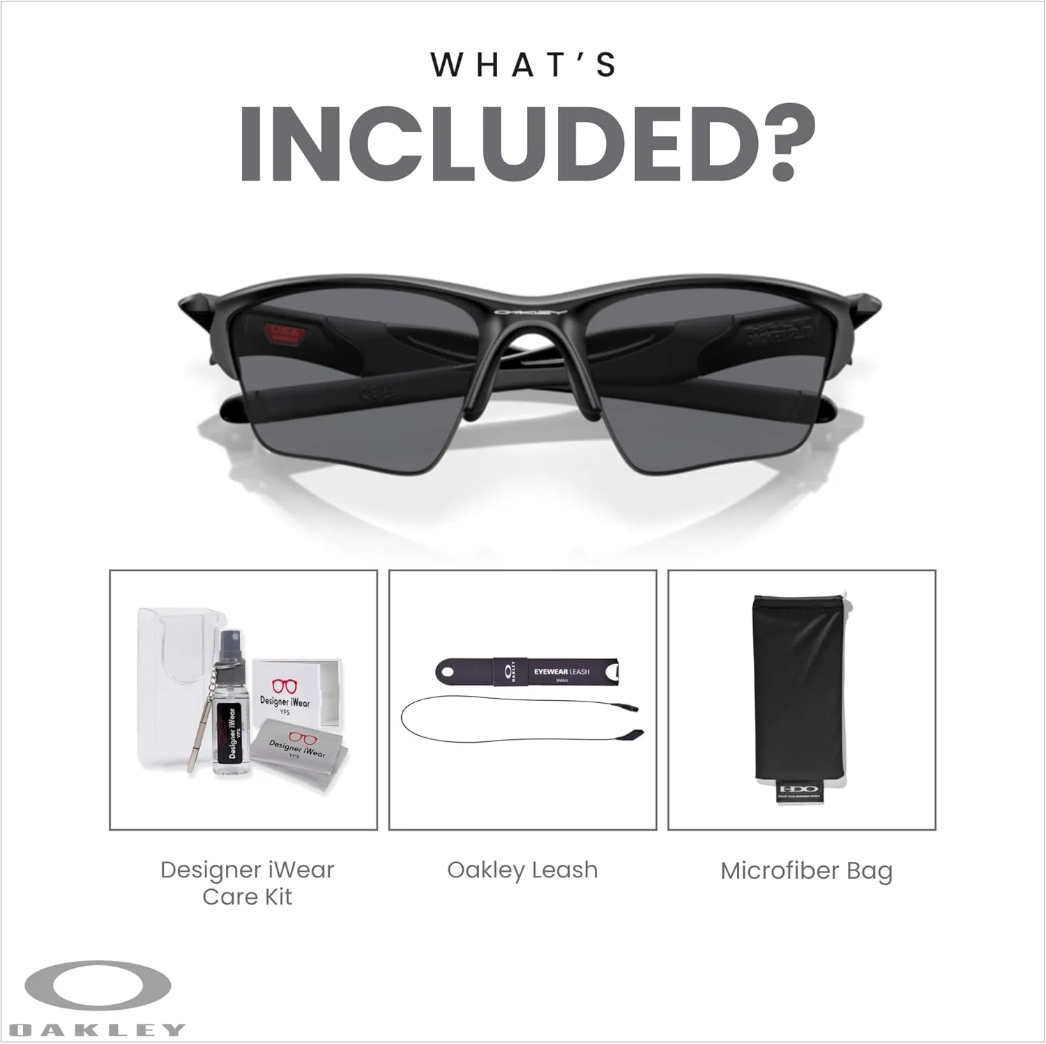 Oakley Half Jacket 2.0 XL OO9154 Rectangular Sunglasses For Men   BUNDLE Leash   Designer iWear Care Kit