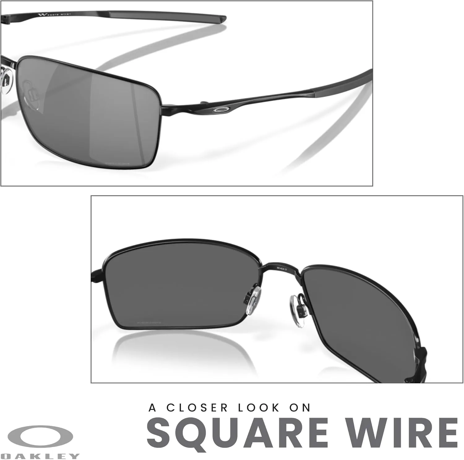 Oakley Square Wire OO4075 Rectangular Sunglasses For Men   BUNDLE Leash   Designer iWear Care Kit