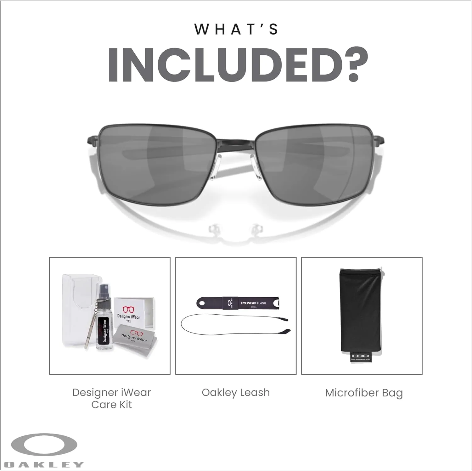 Oakley Square Wire OO4075 Rectangular Sunglasses For Men   BUNDLE Leash   Designer iWear Care Kit