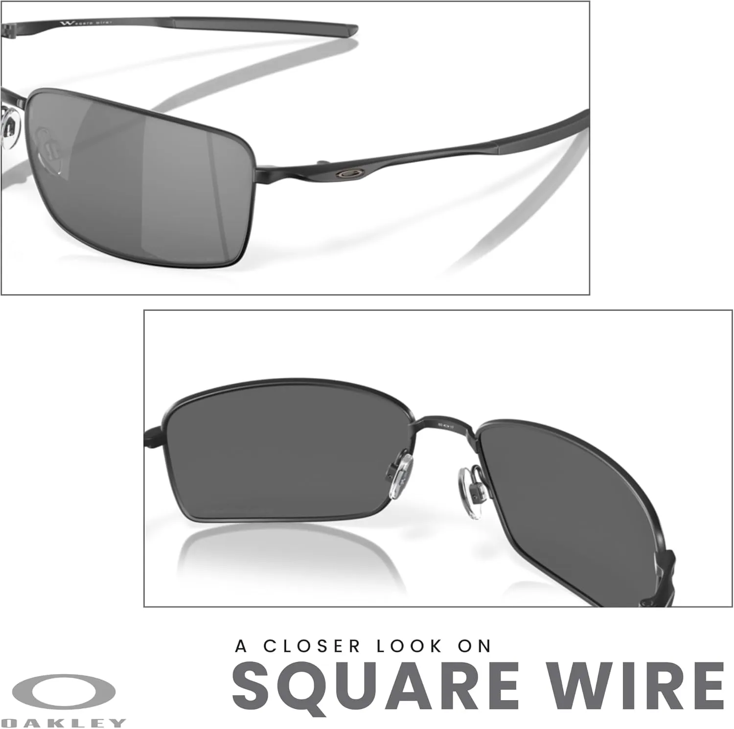 Oakley Square Wire OO4075 Rectangular Sunglasses For Men   BUNDLE Leash   Designer iWear Care Kit