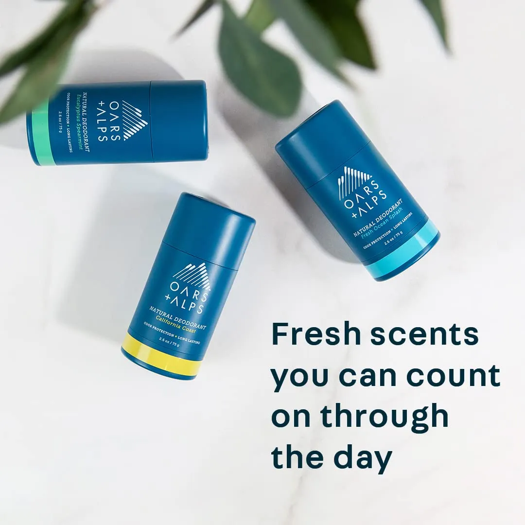 Oars   Alps Aluminum Free Deodorant for Men and Women, Dermatologist Tested and Made with Clean Ingredients, Vegan, Fresh Ocean Splash, 1 Pack, 2.6 Oz