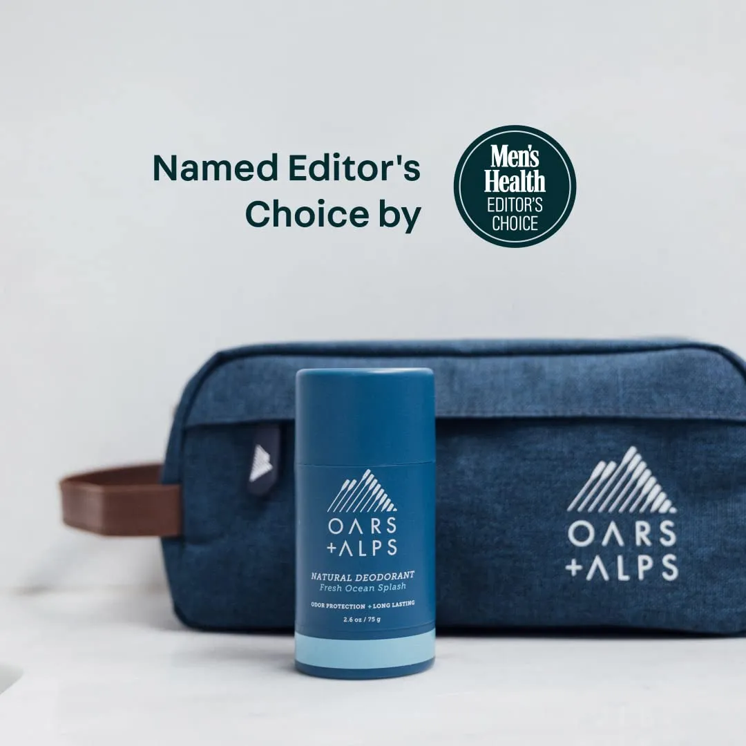 Oars   Alps Aluminum Free Deodorant for Men and Women, Dermatologist Tested and Made with Clean Ingredients, Vegan, Fresh Ocean Splash, 1 Pack, 2.6 Oz