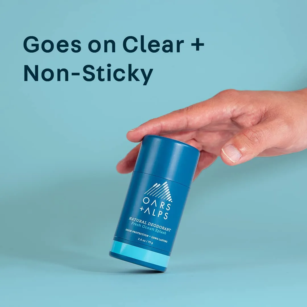 Oars   Alps Aluminum Free Deodorant for Men and Women, Dermatologist Tested and Made with Clean Ingredients, Vegan, Fresh Ocean Splash, 1 Pack, 2.6 Oz