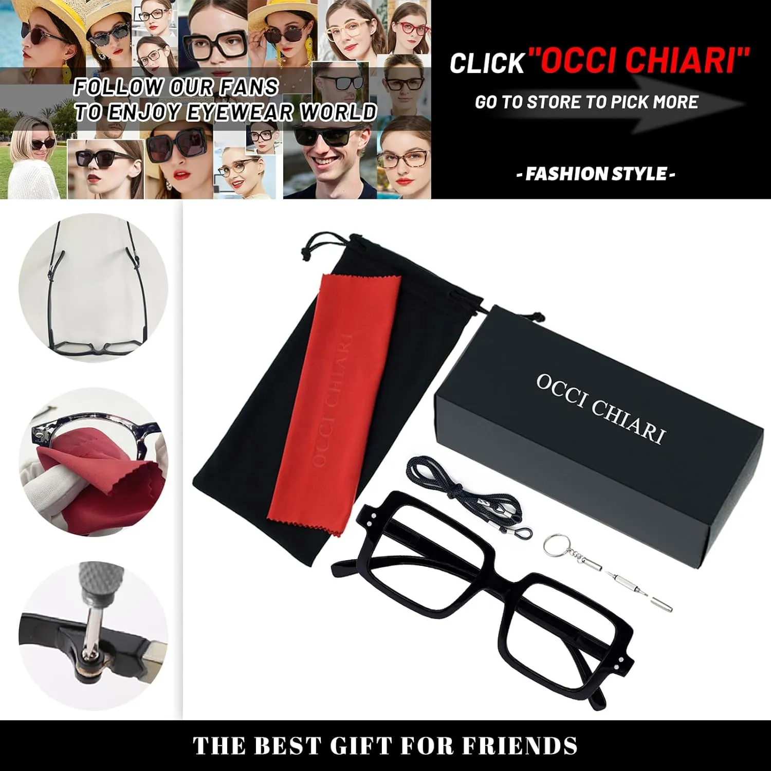 OCCI CHIARI Reading Glasses 1.0 Women's reader Designer Eyeglasses 100(1.0 1.25 1.5 1.75 2.0 2.25 2.5 2.75 3.0 3.5 4.0 5.0 6.0)