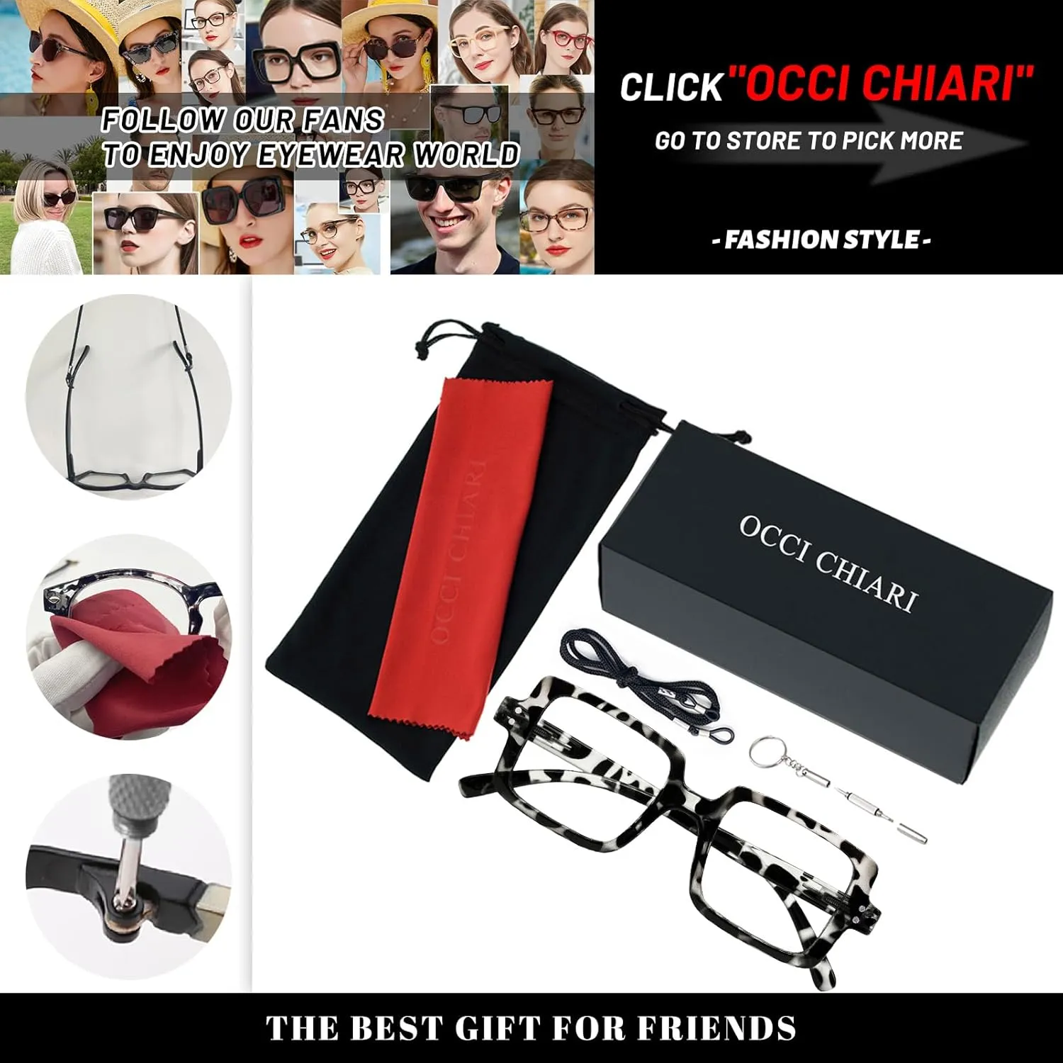 OCCI CHIARI Reading Glasses 1.0 Women's reader Designer Eyeglasses 100(1.0 1.25 1.5 1.75 2.0 2.25 2.5 2.75 3.0 3.5 4.0 5.0 6.0)