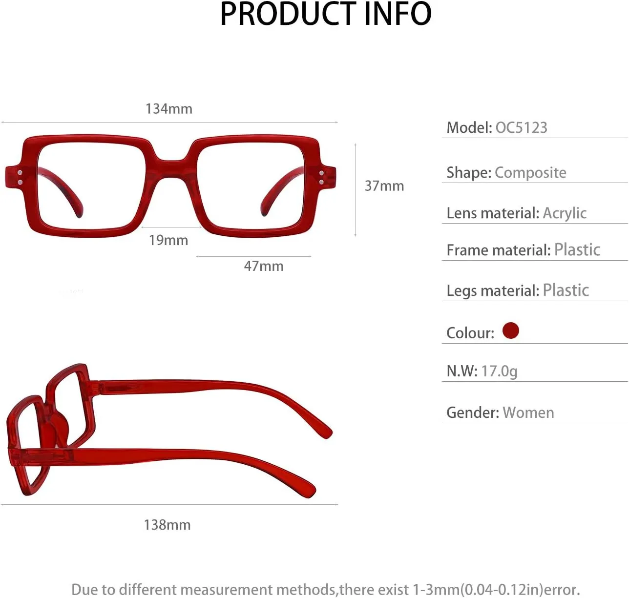 OCCI CHIARI Reading Glasses 1.0 Women's reader Designer Eyeglasses 100(1.0 1.25 1.5 1.75 2.0 2.25 2.5 2.75 3.0 3.5 4.0 5.0 6.0)