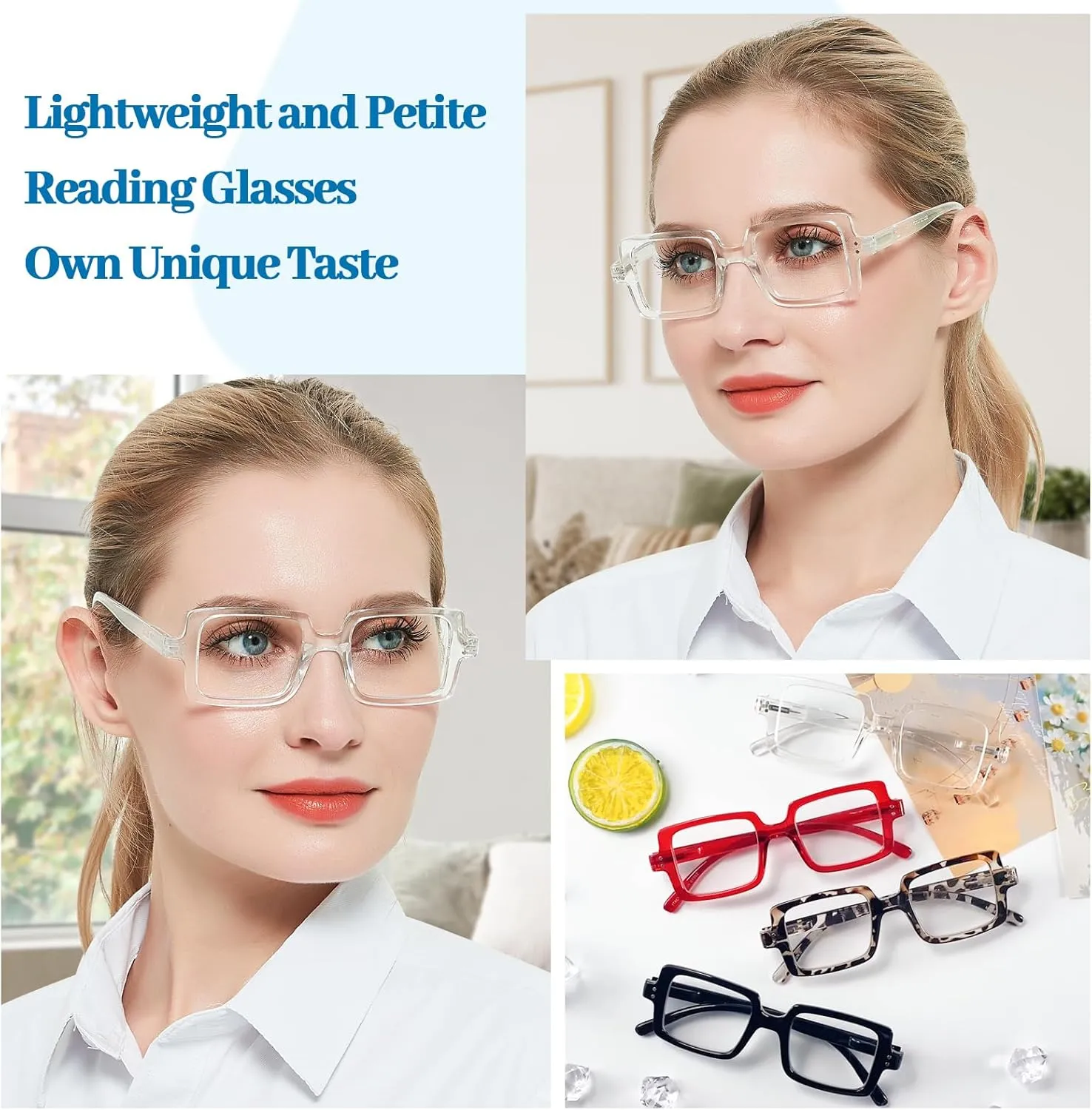 OCCI CHIARI Reading Glasses for Women Blue Light Blocker Clear Lens