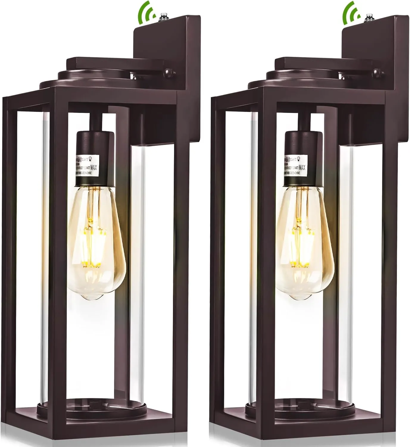 Oil Rubbed Bronze Dusk to Dawn Outdoor Wall Light Fixtures - 2 Packs Exterior Waterproof Outdoor Lighting, Farmhouse Porch Sconces Wall Mounted Lighting, Anti-Rust Outside Lantern for Front Door