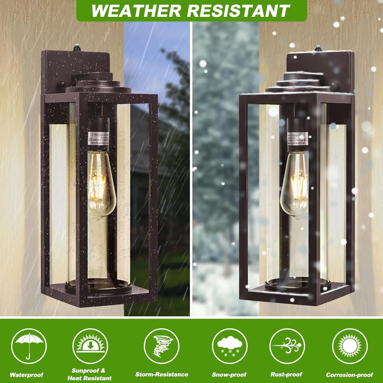 Oil Rubbed Bronze Dusk to Dawn Outdoor Wall Light Fixtures - 2 Packs Exterior Waterproof Outdoor Lighting, Farmhouse Porch Sconces Wall Mounted Lighting, Anti-Rust Outside Lantern for Front Door