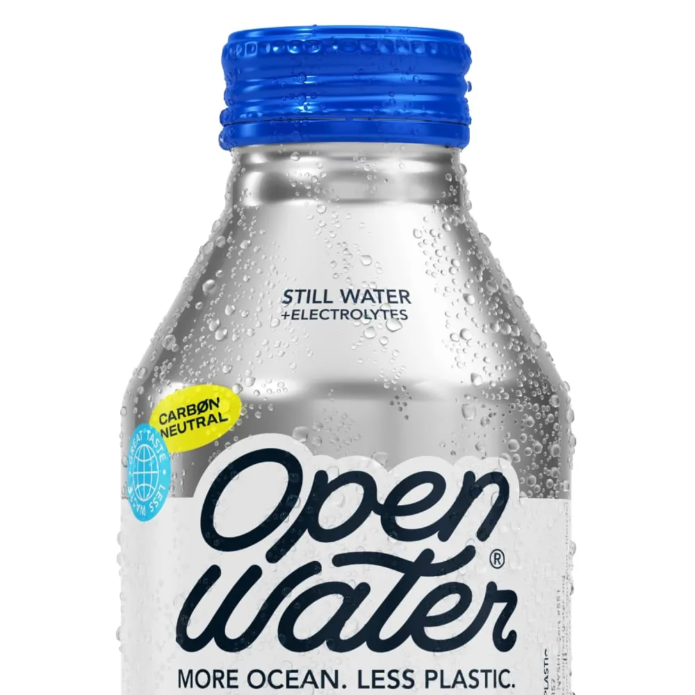 Open Water Still 16oz bottles (1 cases, 12 bottles) - Sustainable Aluminum Bottled Still Water With Electrolytes - 7.0 pH Balanced BPA-Free Ultra-Purified Water