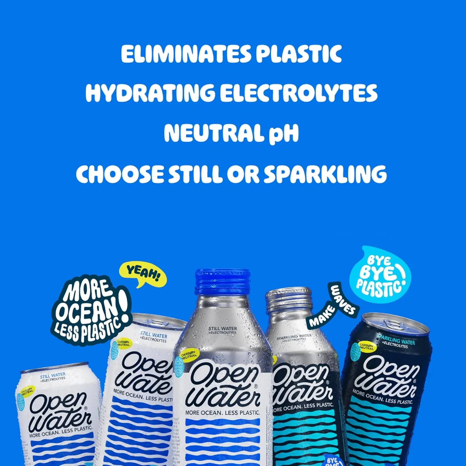 Open Water Still 16oz bottles (1 cases, 12 bottles) - Sustainable Aluminum Bottled Still Water With Electrolytes - 7.0 pH Balanced BPA-Free Ultra-Purified Water