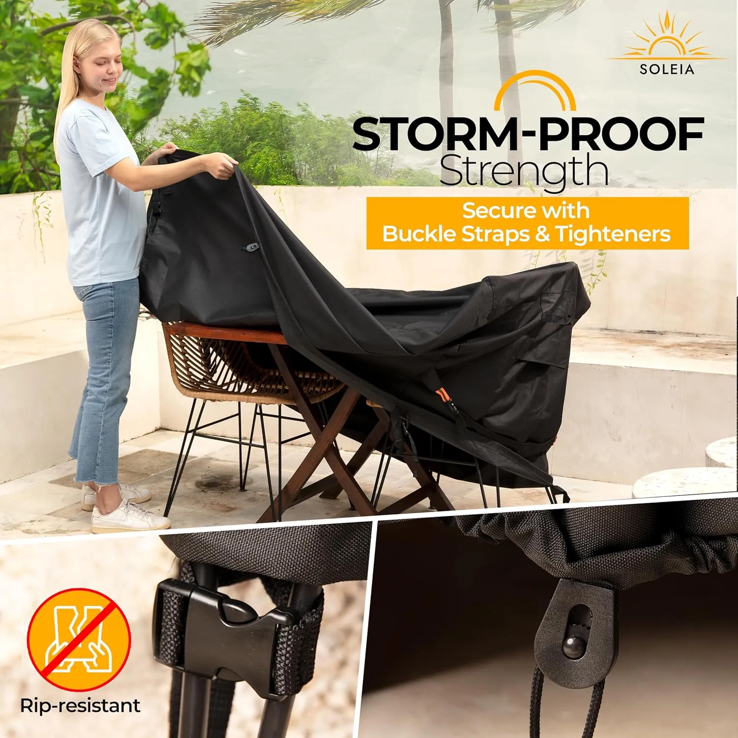 Outdoor Bar Cover Patio Furniture Covers - Strong Rip Resistant UV Protected Waterproof 600D Oxford Fabric - Brand Name Level of Quality, Value Priced Product (Black, Rectangular - 112x75x30 Inches)