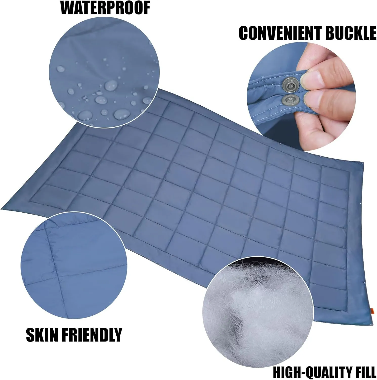 Outdoor Camping Blanket,Lightweight Waterproof Puffy Camping Blanket,Portable Camping Quilt for Travel, Picnic, Hiking,Camping (Gray)