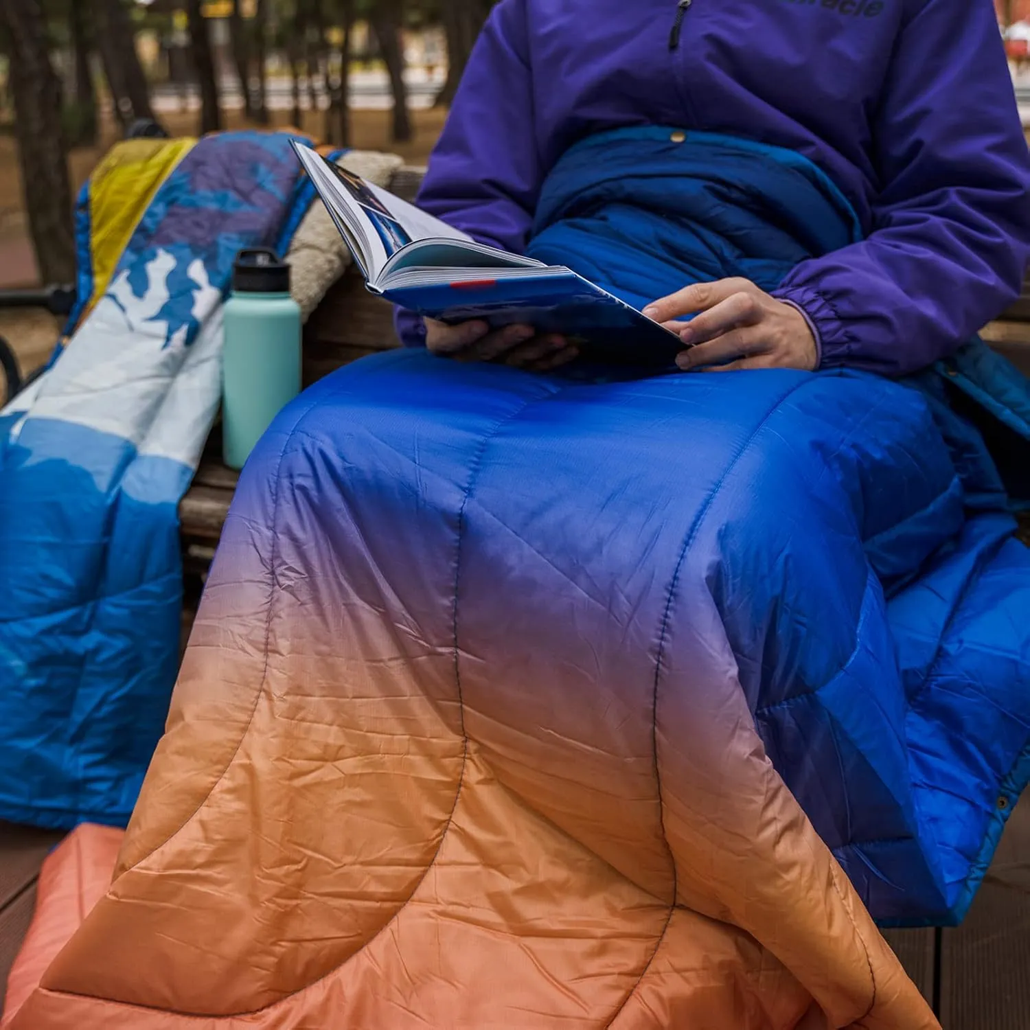 Outdoor Puffy Camping Blanket, Lightweight Windproof Warm Stadium Blanket, Packable Travel Camping Quilt for Cold Weather, Hiking, Backpacking, Sleeping, Hammock, Adventure 78"x 56"