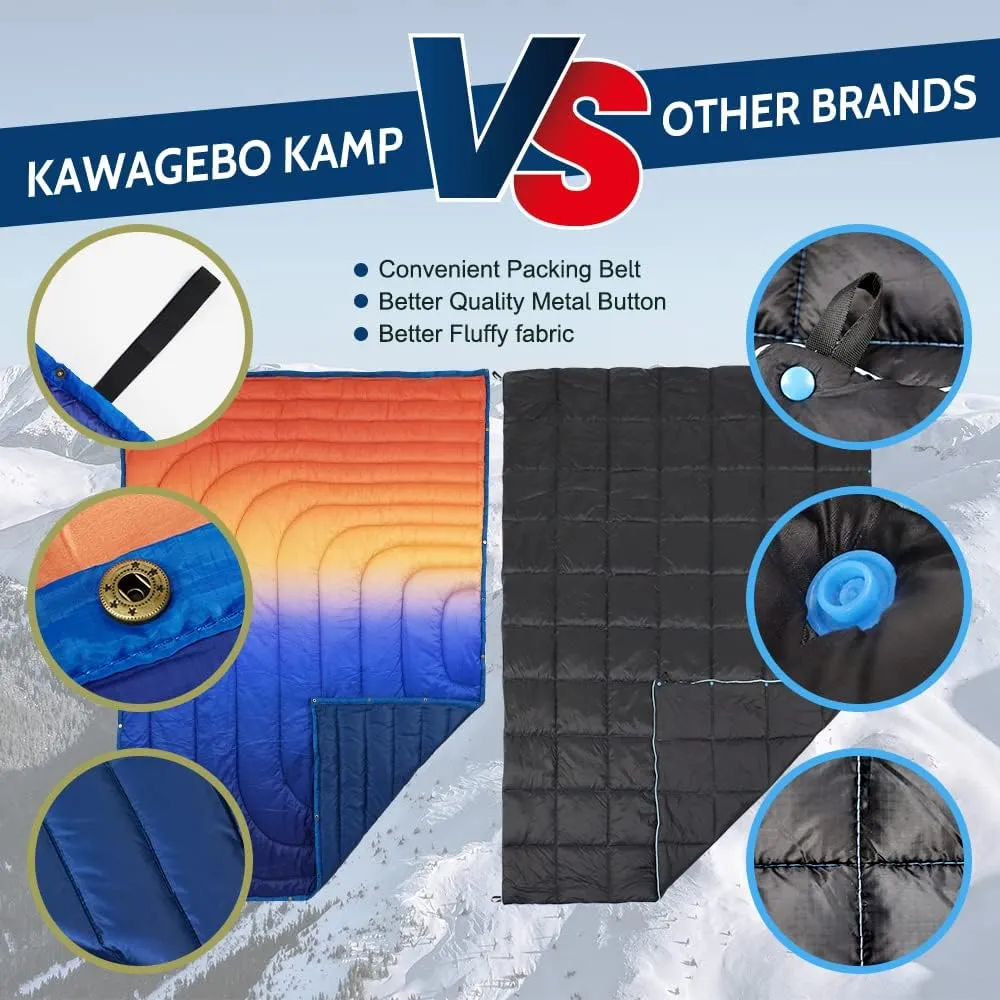 Outdoor Puffy Camping Blanket, Lightweight Windproof Warm Stadium Blanket, Packable Travel Camping Quilt for Cold Weather, Hiking, Backpacking, Sleeping, Hammock, Adventure 78"x 56"