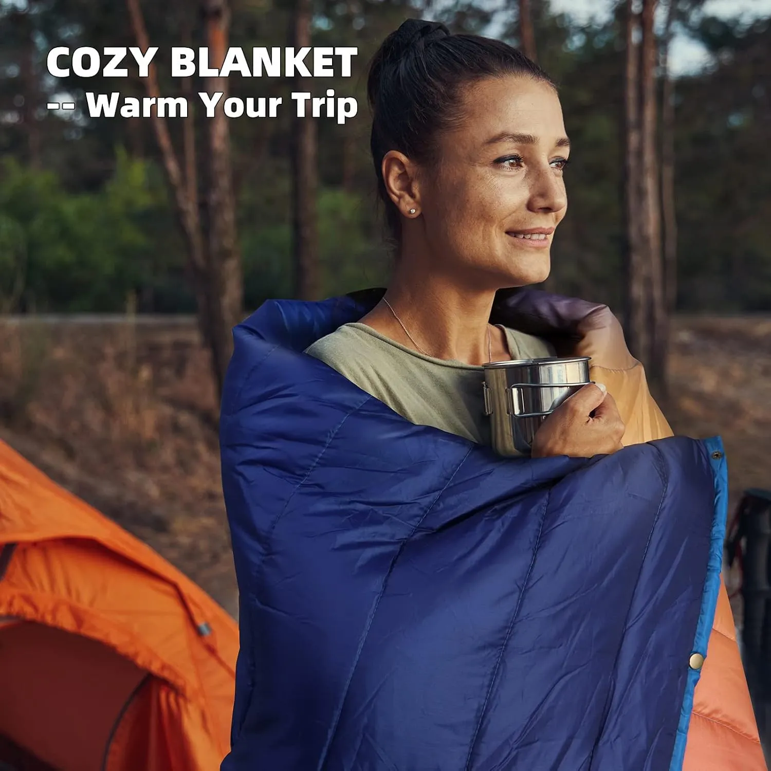 Outdoor Puffy Camping Blanket, Lightweight Windproof Warm Stadium Blanket, Packable Travel Camping Quilt for Cold Weather, Hiking, Backpacking, Sleeping, Hammock, Adventure 78"x 56"