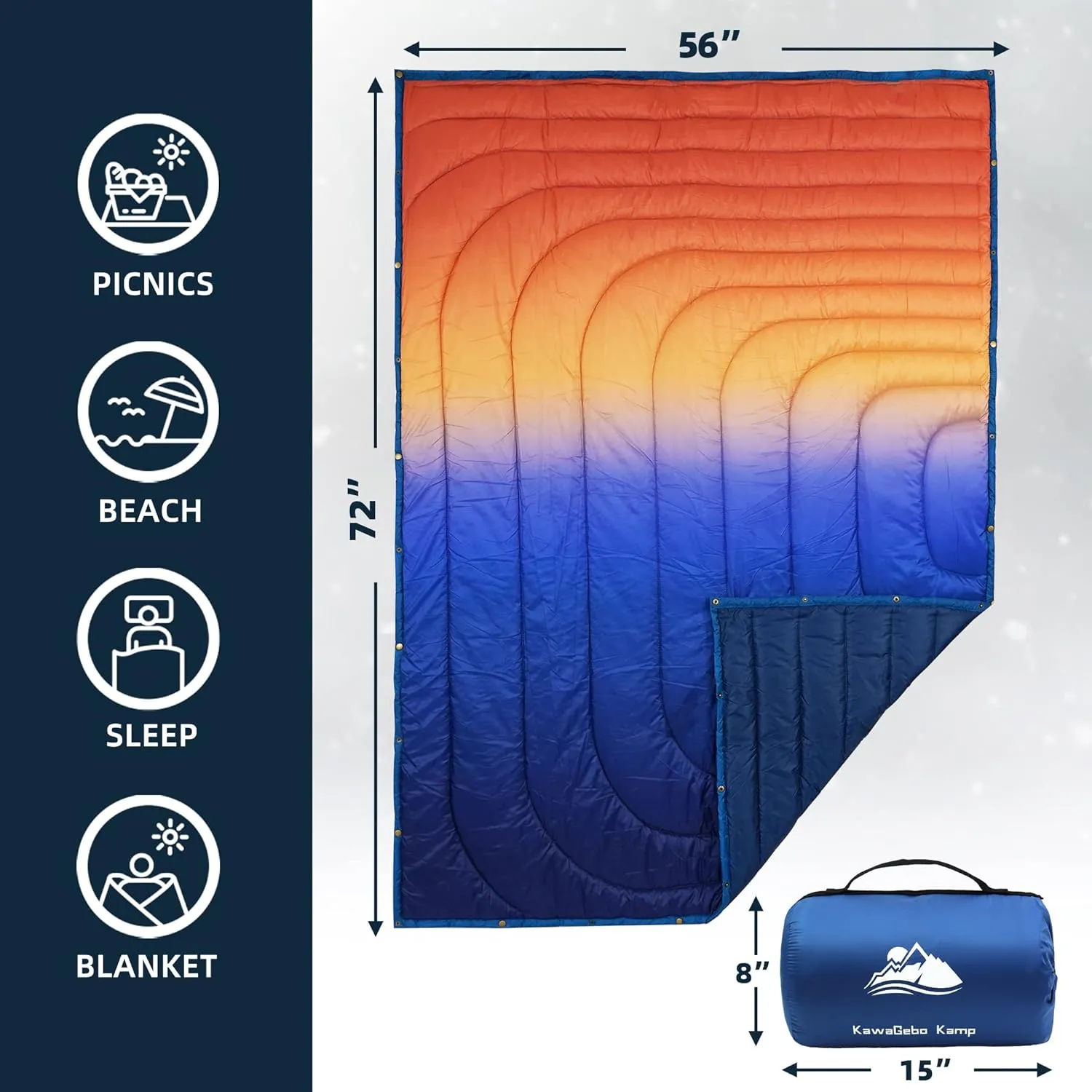 Outdoor Puffy Camping Blanket, Lightweight Windproof Warm Stadium Blanket, Packable Travel Camping Quilt for Cold Weather, Hiking, Backpacking, Sleeping, Hammock, Adventure 78"x 56"