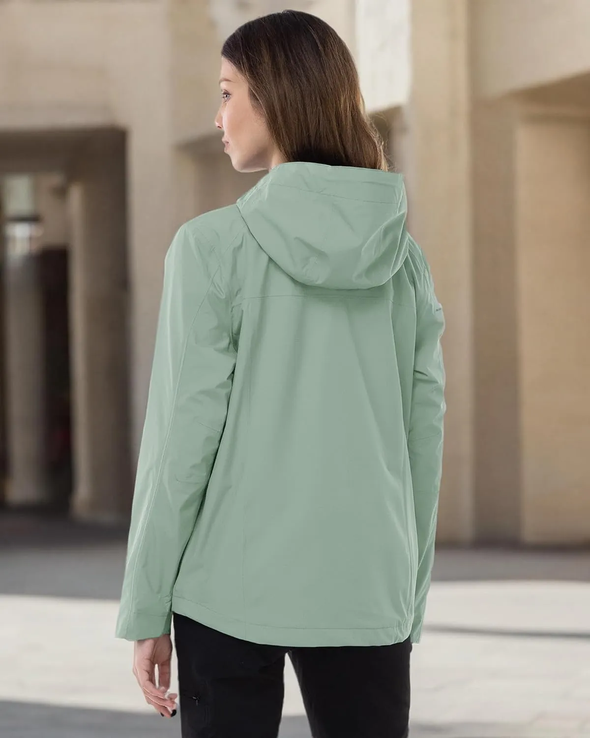 Outdoor Ventures Packable Rain Jacket Women Lightweight Waterproof Raincoat with Hood Cycling Bike Jacket