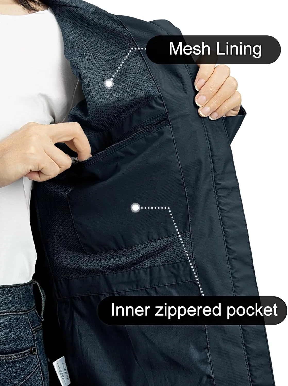 Outdoor Ventures Packable Rain Jacket Women Lightweight Waterproof Raincoat with Hood Cycling Bike Jacket