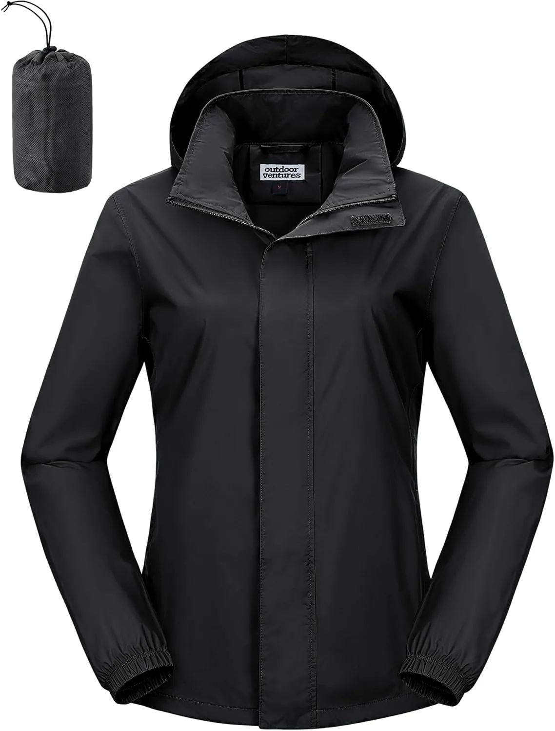 Outdoor Ventures Womens Lightweight Rain Jacket Packable Waterproof Rain Coat with Hood for Travel Windbreaker