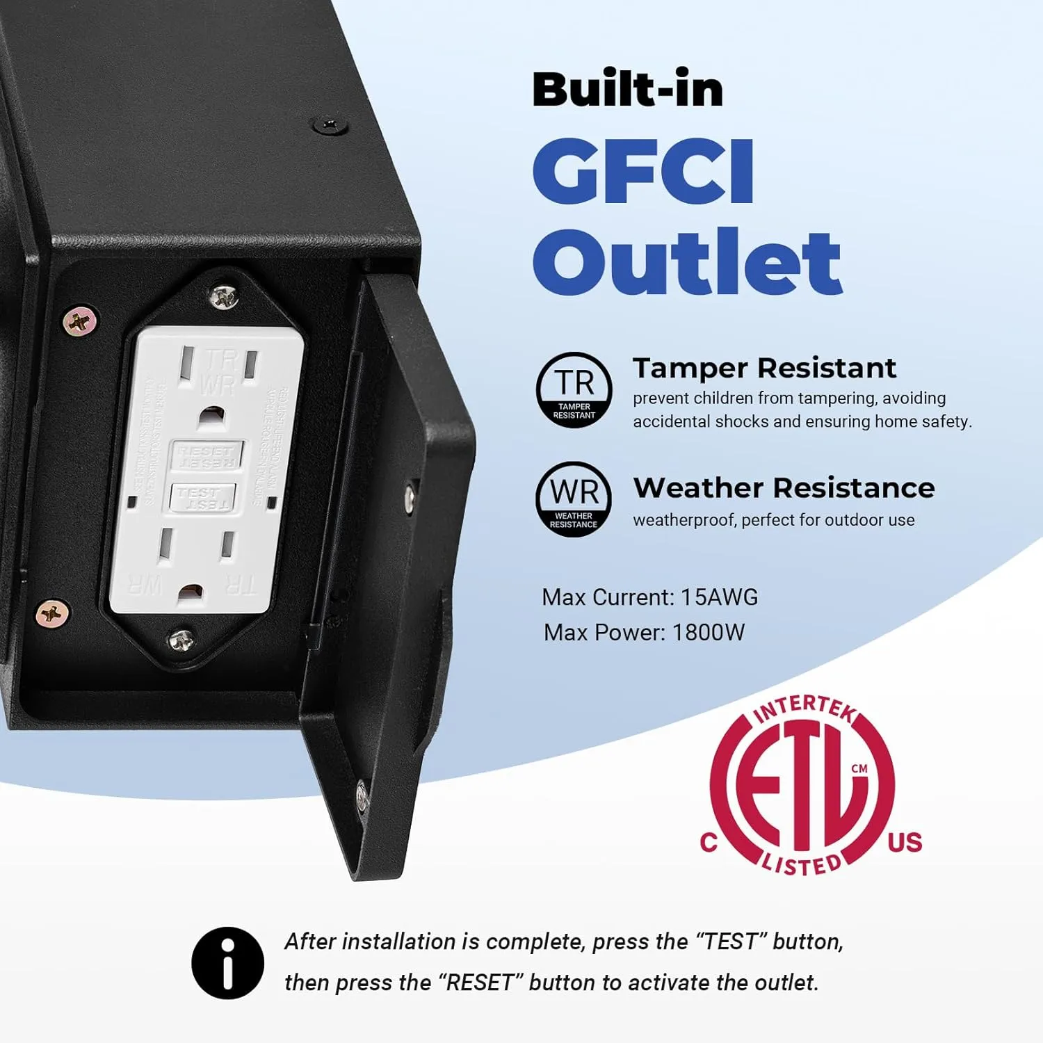Outdoor Wall Sconce Lights with GFCI Outlet, Modern Black Gold Trim Motion Sensor Outdoor Garage Lights Wall Mount Sconce Lantern, Die-cast Aluminum Exterior Lighting Fixtures for House, Porch