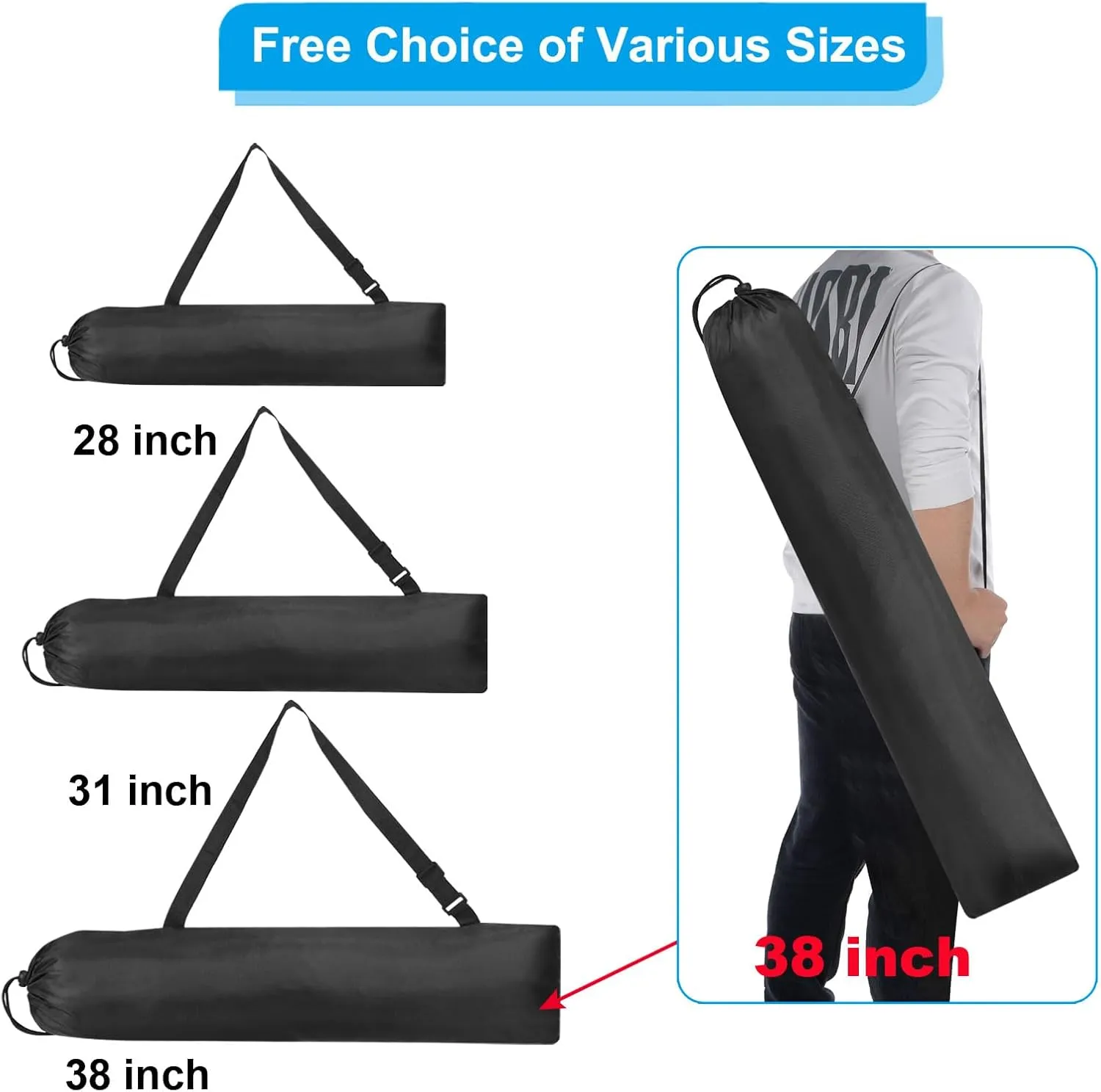 PATIKIL 28x8 Inch Camp Chair Replacement Bag, 2 Pack Nylon Folding Camping Chair Carry Bag Tripod Case Bag with Handle for Outdoor Camping, Black