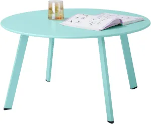 Patio Coffee Table, Metal Steel Outdoor Round Table Weather Resistant Anti-Rust Outdoor Table, Green