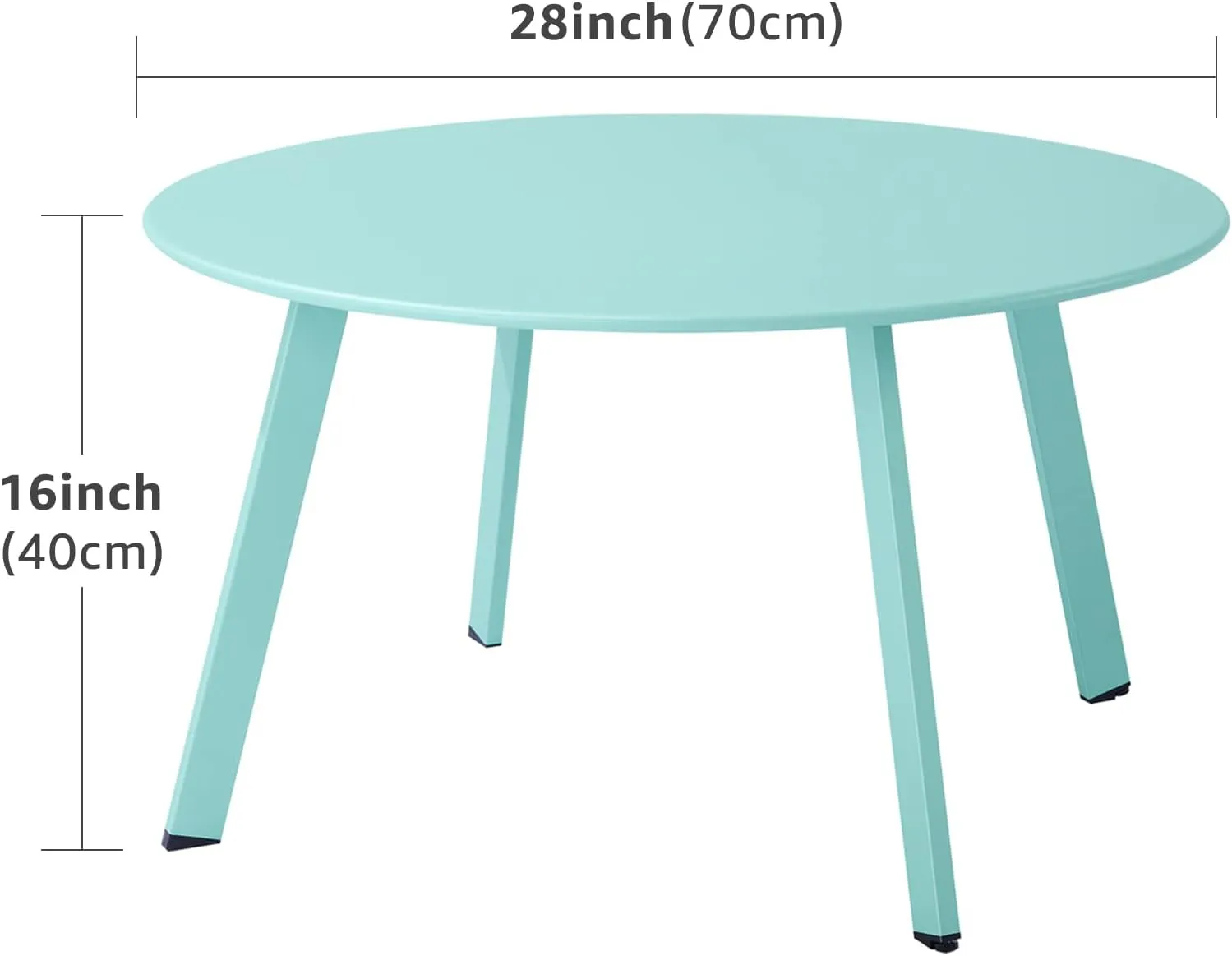 Patio Coffee Table, Metal Steel Outdoor Round Table Weather Resistant Anti-Rust Outdoor Table, Green