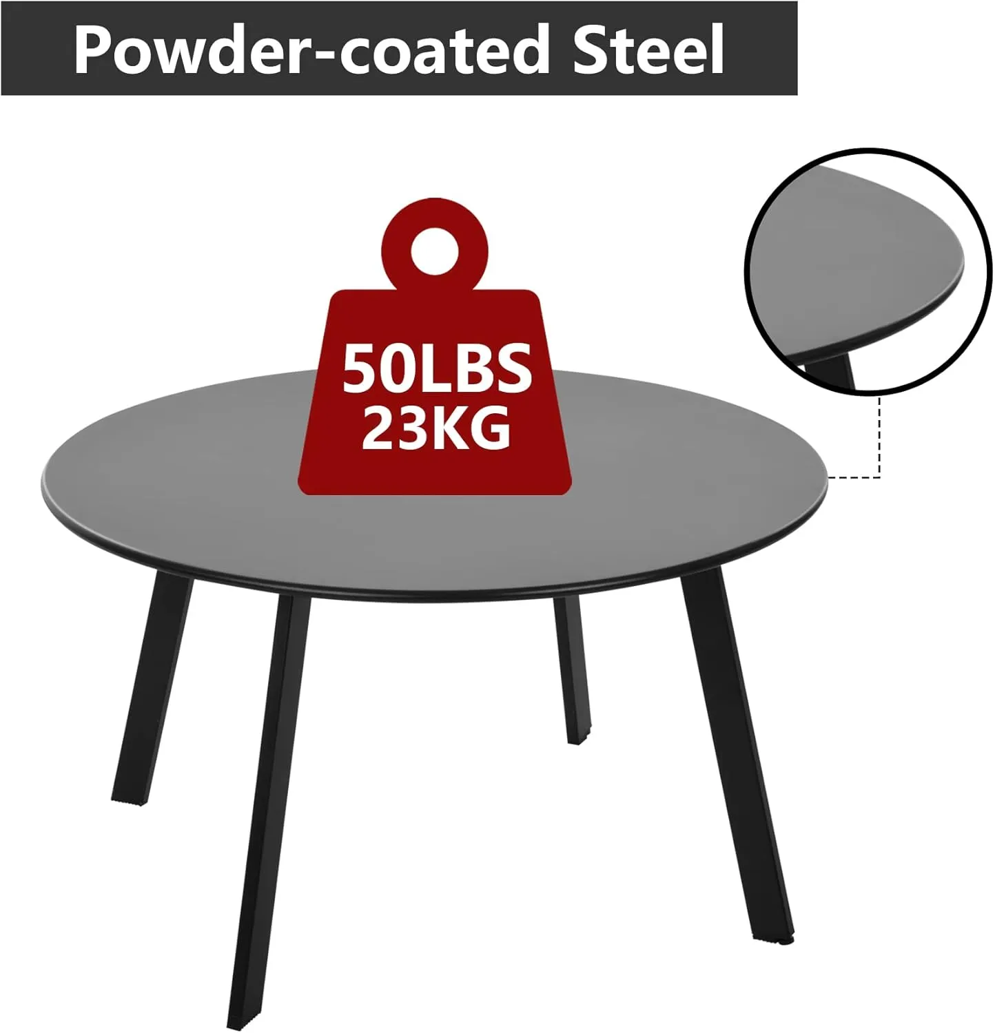 Patio Coffee Table Set of 2, Weather Resistant Outdoor Round End Table, Nesting Tables for Living Room Balcony Office, Black