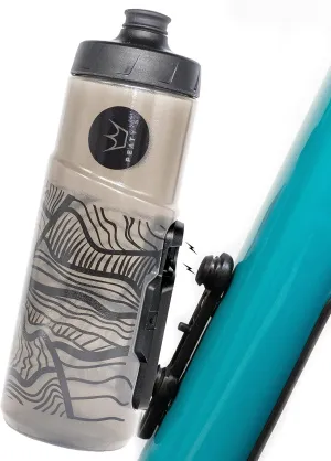 Peaty's Fidlock Lockin Magnetic Bike Water Bottle & Mount, Topo/Smoked, 600 ml/ 20 oz.